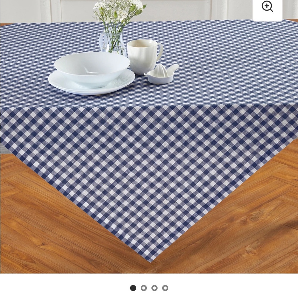 Blue and White Checked Tablecloth